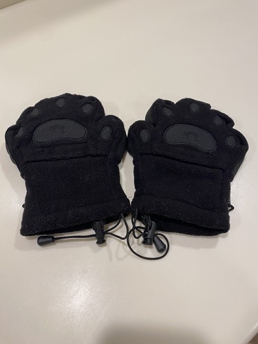 Bearhands & Buddies Kids Black Youth Fleece Mittens Paw Size Small 3-5 Years