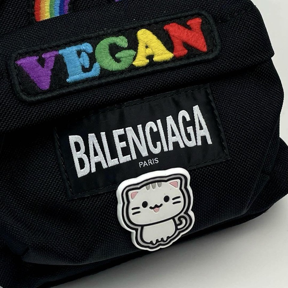 Balenciaga Oversized Mini Backpack Logo Patch Crossbody Rucksack Canvas