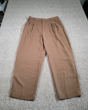 Madewell Pants Womens 12 Brown Pleated Tapered Leg Trousers Easygoing Wide Leg