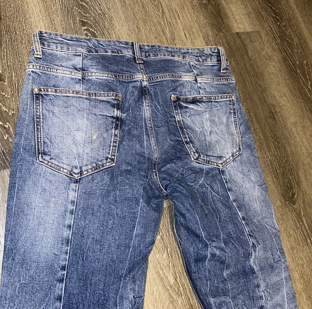 Topman Mens Skinny Distressed Blue Jeans Ripped 34. image 5