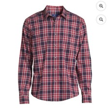 George Poplin Button-Up Shirt Men's Large Multicolor Cotton Long Sleeve Plaid