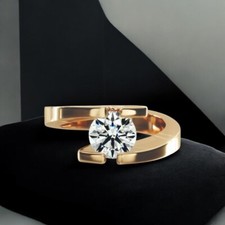 Diamond Engagement Ring Round IGI 1 Ct Lab Created 14K Yellow Gold E F VS