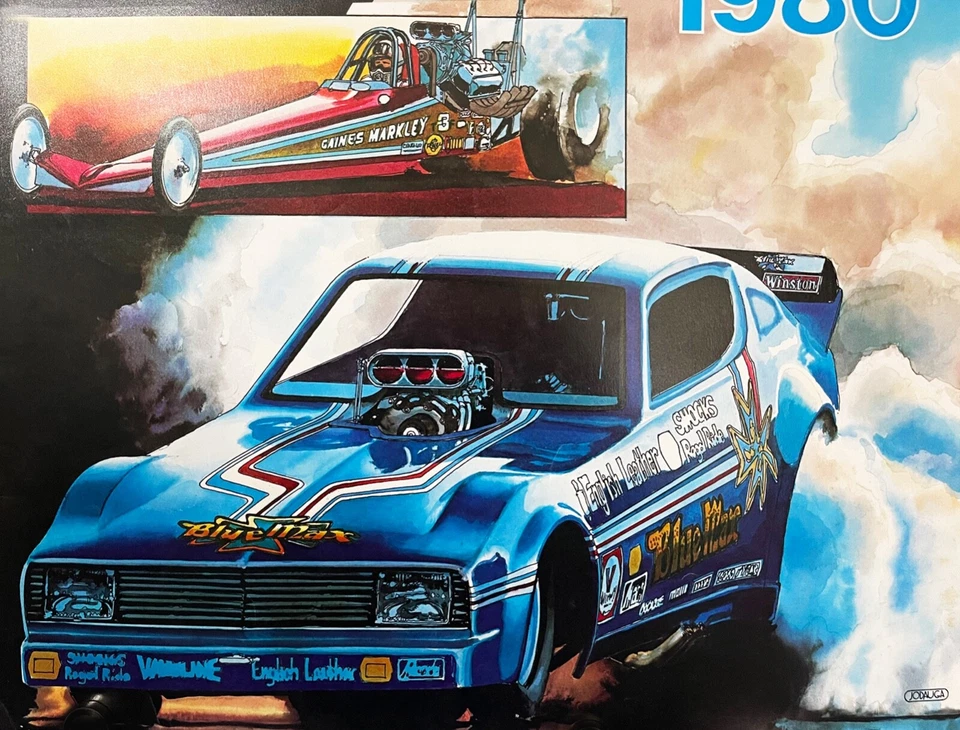 PÓSTER VRHTF DE COLECCIÓN NHRA "1980 CHAMPIONSHIP DRAG RACING JON JODAUGA ILLUS 19" X 22" Foto 3 de 4