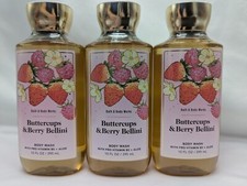 Qty 3 Bath  Body Works BUTTERCUPS  BERRY BELLINI Body Wash 10 oz