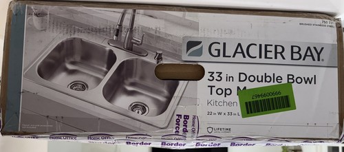 Double Bowl Stainless Steel Kitchen Sink 755 731. Glacier Bay Drop In 33 inch. - Picture 6 of 12