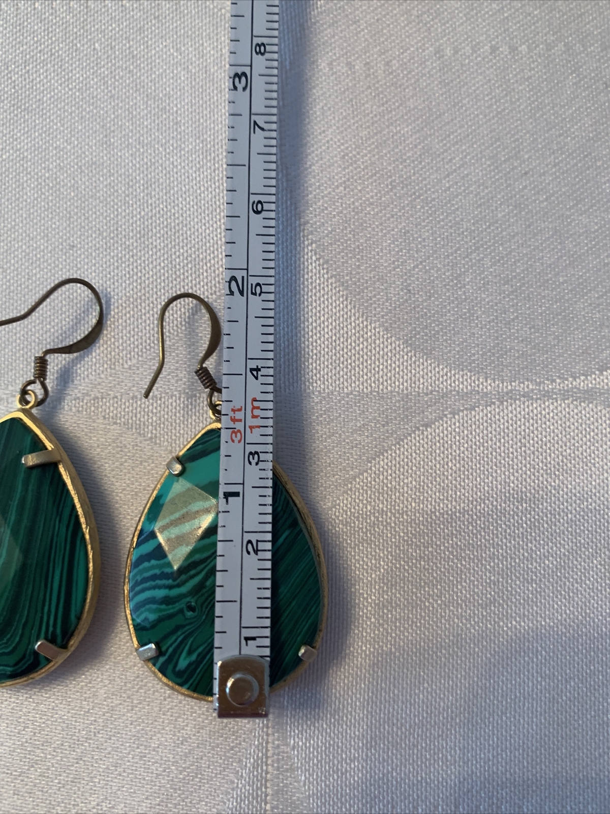 Malachite gemstone tear drop dangle earrings 1.5”… - image 7
