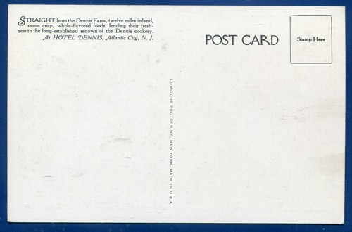 Dennis Farm Hotel Dennis Diners Atlantic City New Jersey postcard - Picture 2 of 2