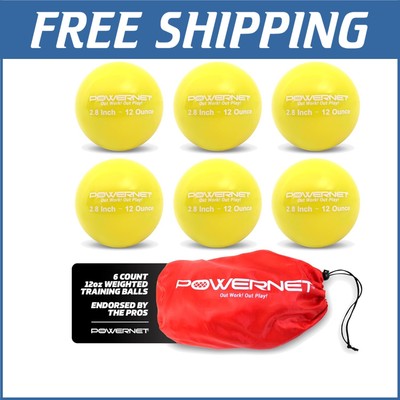 Weighted Baseballs Training Set - 6 Durable 12 Oz Balls for Strength & Technique
