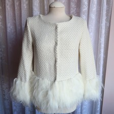 Shein Permium Range Boucle Tweed Blogger Jacket In Cream Ivory White Uk 6-8 (xs)