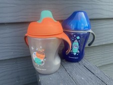 2 Tommee Tippee Sippy cups Space Theme Blue Orange
