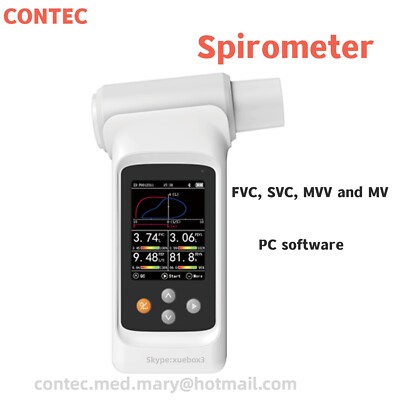 Bluetooth USB Spirometer Pulmonary Function respiratory Software FVC, SVC,MVV MV
