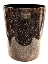 NEW ENVOGUE HOME BROWN RESIN,ACRYLIC SPARKLE LOOK,TRASH CAN,WASTE BASKET,BIN