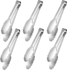 Sunenlyst Kitchen Tongs, 6Pcs Tongs Stainless Steel for Serving Food, Metal Tong