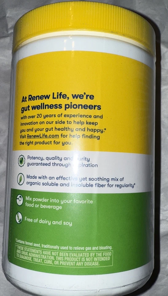 Fibra digestiva diaria Renew Life fibra prebiótica orgánica 8,5 oz 240 g caducidad 03/2026 Foto 3 de 4