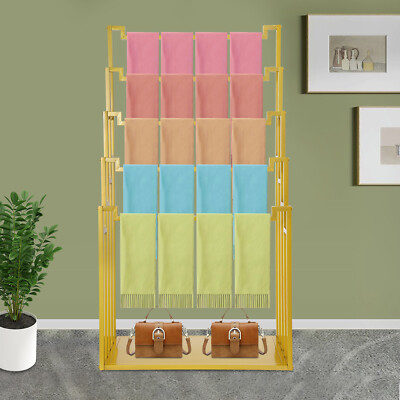 Freestanding Scarf Display Stand, 5-tier Metal Scarf Holder Organizer Indoor