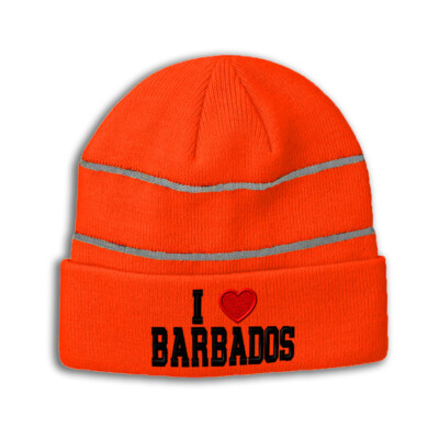 Reflective Beanie for Men & Women I Love Barbados I Love Acrylic 1 Size