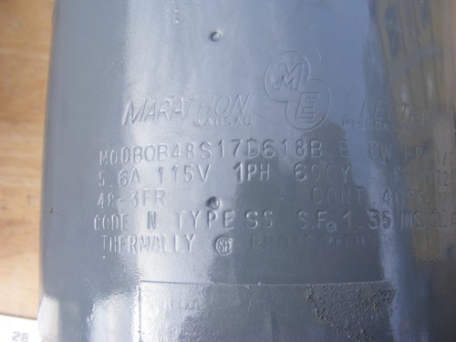 Marathon 1/3HP Electric Motor 48s17d618b 1725 RPM 110v FR 48-3R - Picture 2 of 10