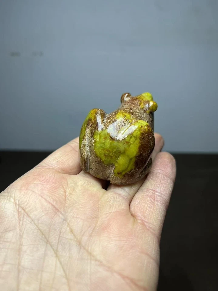 Raro China antiguo jade tallado fengshui riqueza animal rana estanque común rana estatua Foto 3 de 4