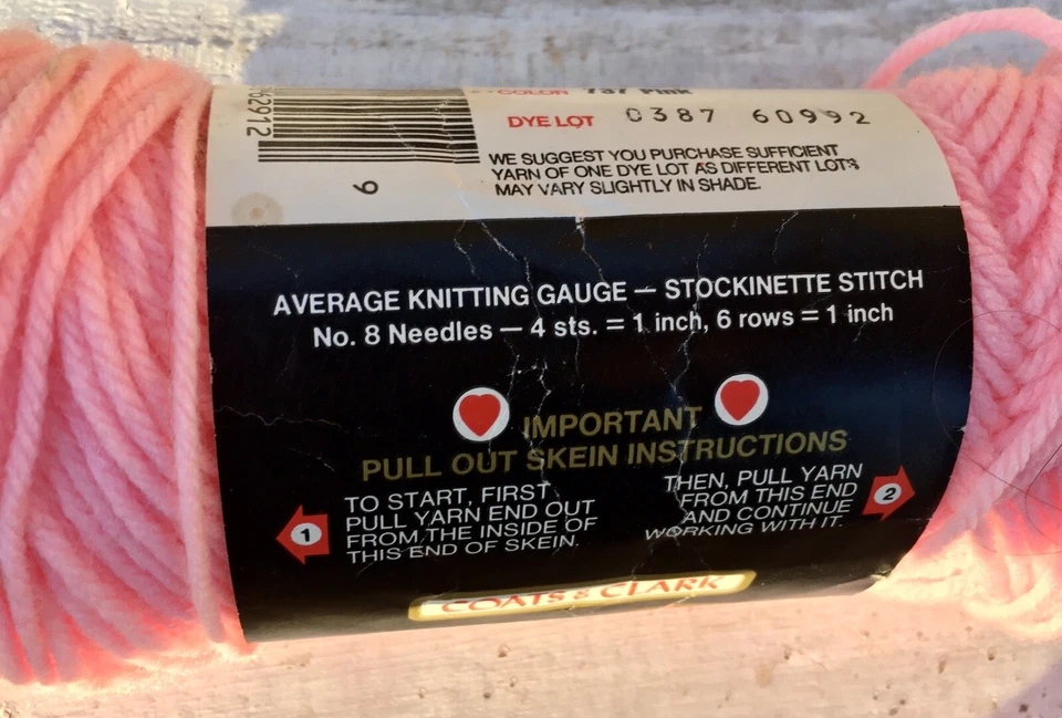 Vintage Coats & Clark “Red Heart” Yarn Pink #737 - 1 Skien - Image 3 of 4