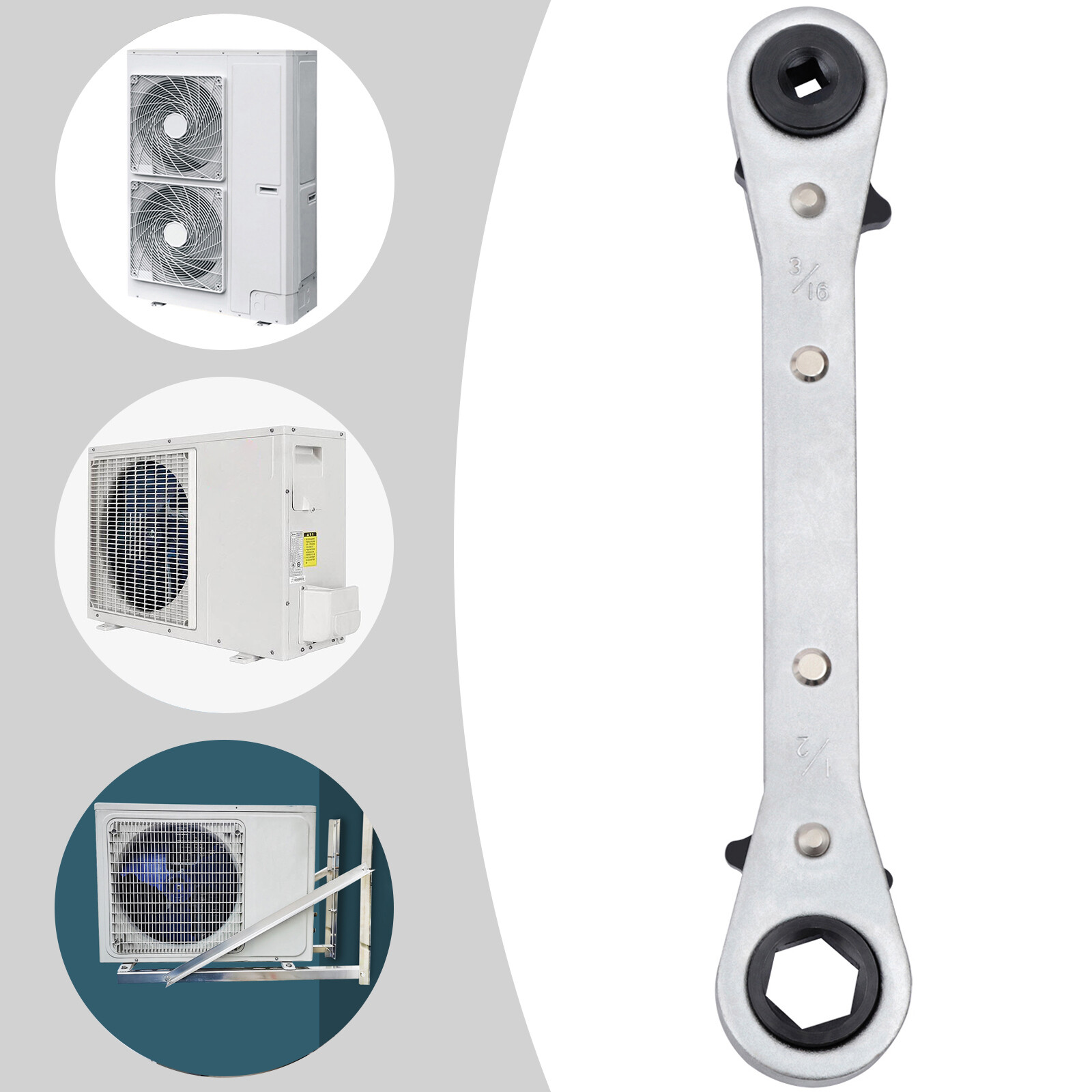 HVAC Servicing Wrench 1/48/16" inch Ratcheting Service Wrench for Air