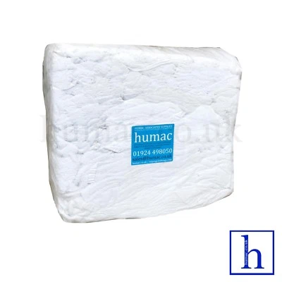 HUMAC SUPPLIES 8KG White Terry Towel Cut Wiping Cloth Rag Mechanic Polishing Bodyshop Car Truck