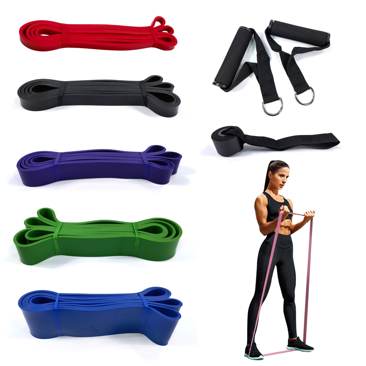 3 Pezzi Elastici Fitness, Elastici Palestra Elastico Fitness Fasce Elastiche Fitness Bande Elastiche Fitness Con Ancoraggio Per Porta, Resistance Band Per Palestra Fitness Pilates Yoga - 10