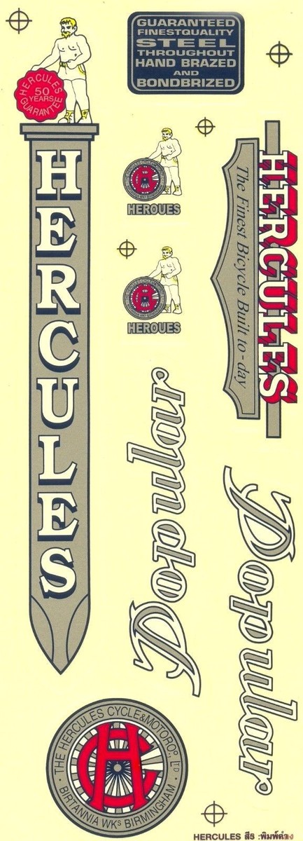 DECALS BICYCLE STICKERS BIKE VINTAGE PARTS HERCULES SPORT GOODS