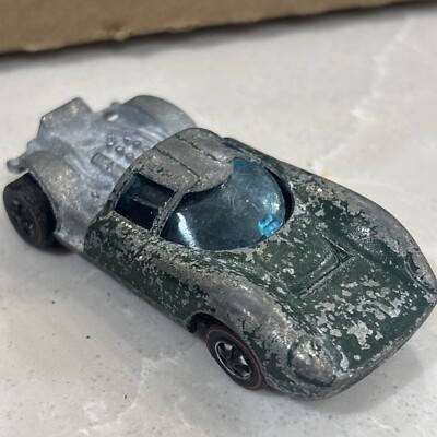 #ad Hot Wheels Redlines 1968 Lola GT70 Car Dark Green Parts $5.71
