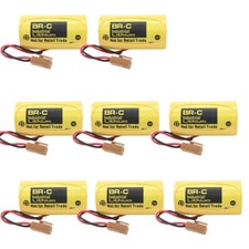 8pcs BR-C 3V 5000mAh Battery with Brown Plug for Backup Memory Power Supplies