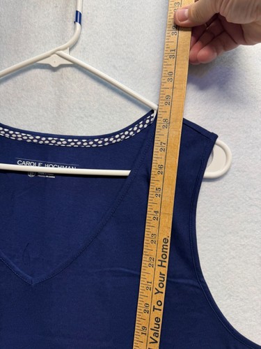 Carole Hochman Womens Plus Size XL Sleeveless Navy Blue V-Neck Tank Top - Picture 5 of 7