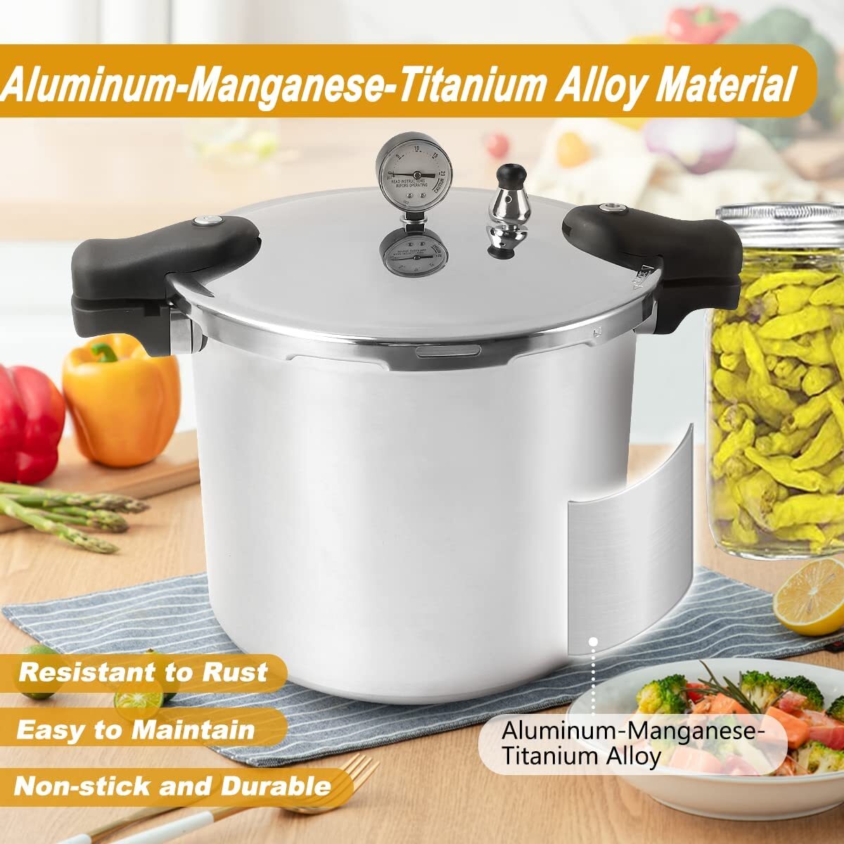 Update Induction Base Pressure Cooker 22L Aluminium Canner Kitchen Ware