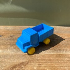Vintage Plasto Toy Plastic Car - Flatbed Truck - Blue - Finland - 8.5cm