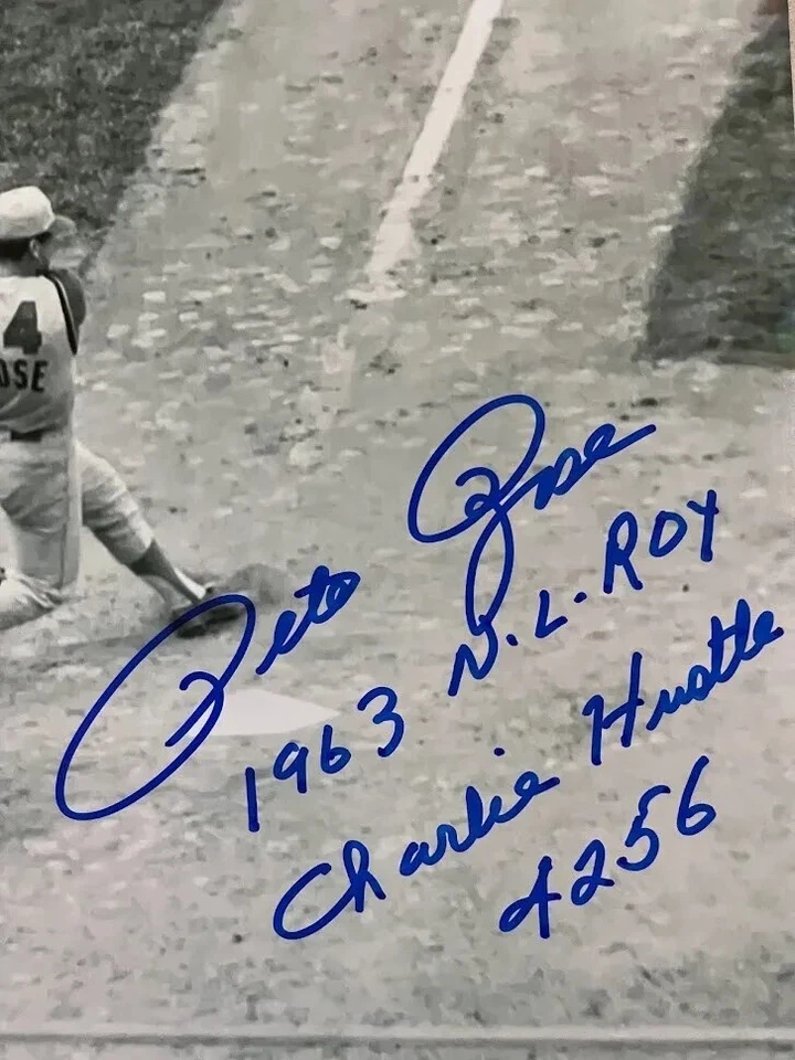 RARE Pete Rose ROOKIE Auto Signed 8x10 Photo 1963 NL ROY CHARLIE HUSTLE 4256 - Image 2 of 2