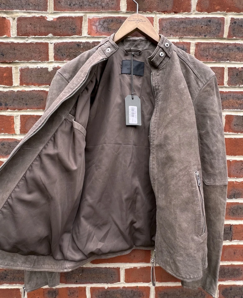 NEW All Saints Mens CORA Leather Bomber Jacket XS Brown Biker Extra Small - Image 4 of 4