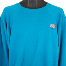 Vintage American Flag Sweatshirt Mens Size XL Blue 80s Embroidered Made In USA