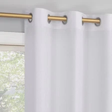 Huron Textured White Polyester 40 In. W X 84 In. L Grommet Light Filtering Curta