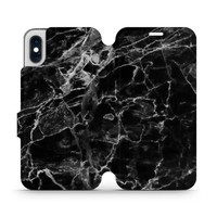 HandyhüLle Mit Klappe FüR Iphone Xs Mobiwear Case Flip Cover Schwarzer Marmor