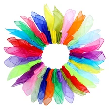 60 Pack Dance Scarves,15 Colors Square Juggling Scarf Props Magic Trick Silk ...