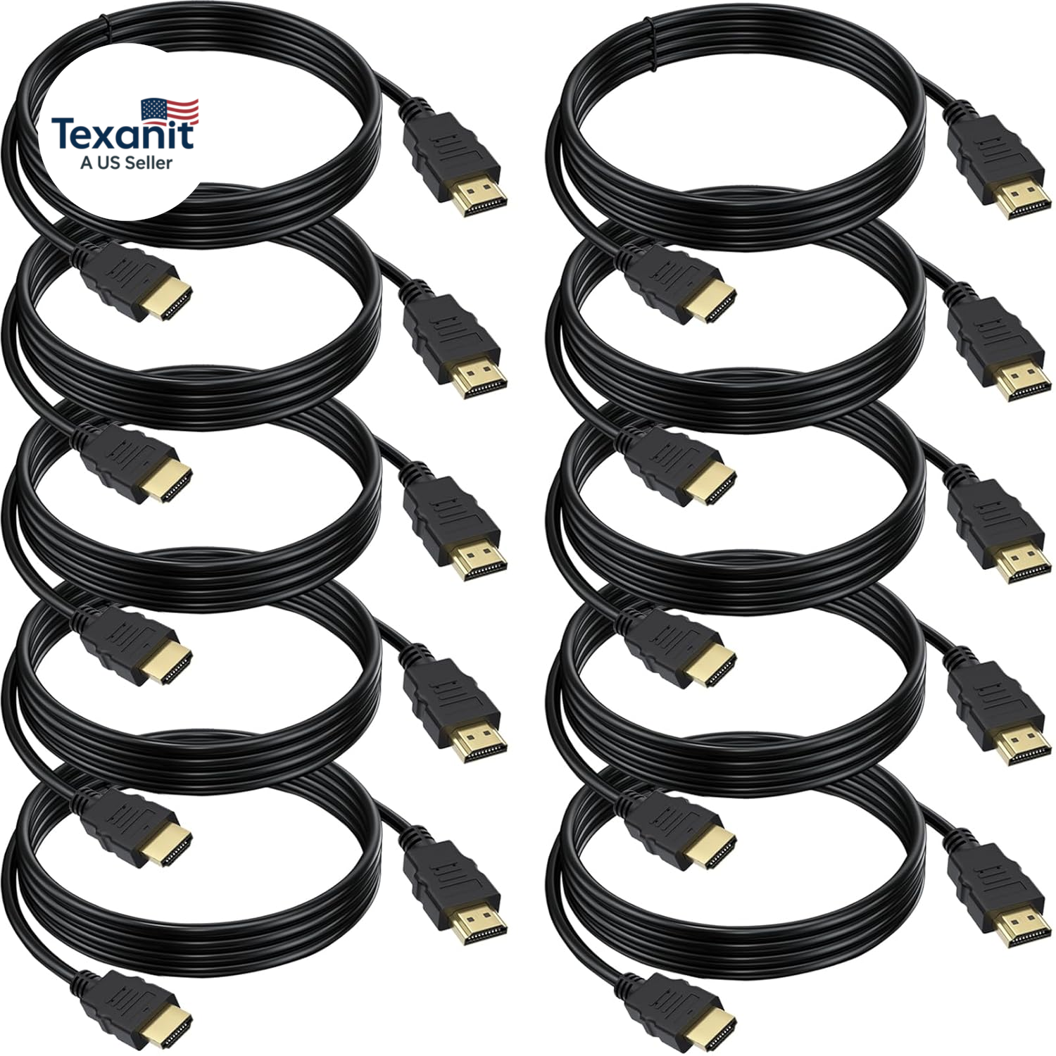 HDMI Cable 6 FT 10-Pack, 4K HDMI Computer Cable 6FT, Shielded HDMI 2.0 CL3 Rated-image