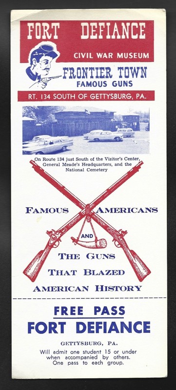 1960's Gettysburg, PA - Fort Defiance Civil War Museum Flier