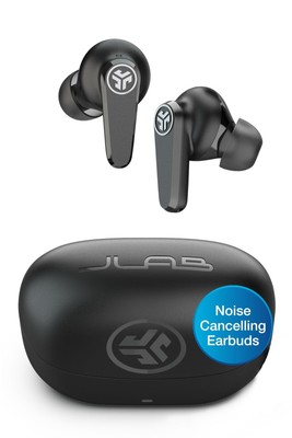 JLab Go Pods ANC Earbuds - Hybrid Active Noise Cancelling Small, Schwarz 