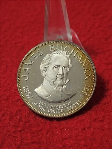 FRANKLIN MINT 1968 James Buchanan 1.04oz STERLING SILVER MEDAL   #T1969