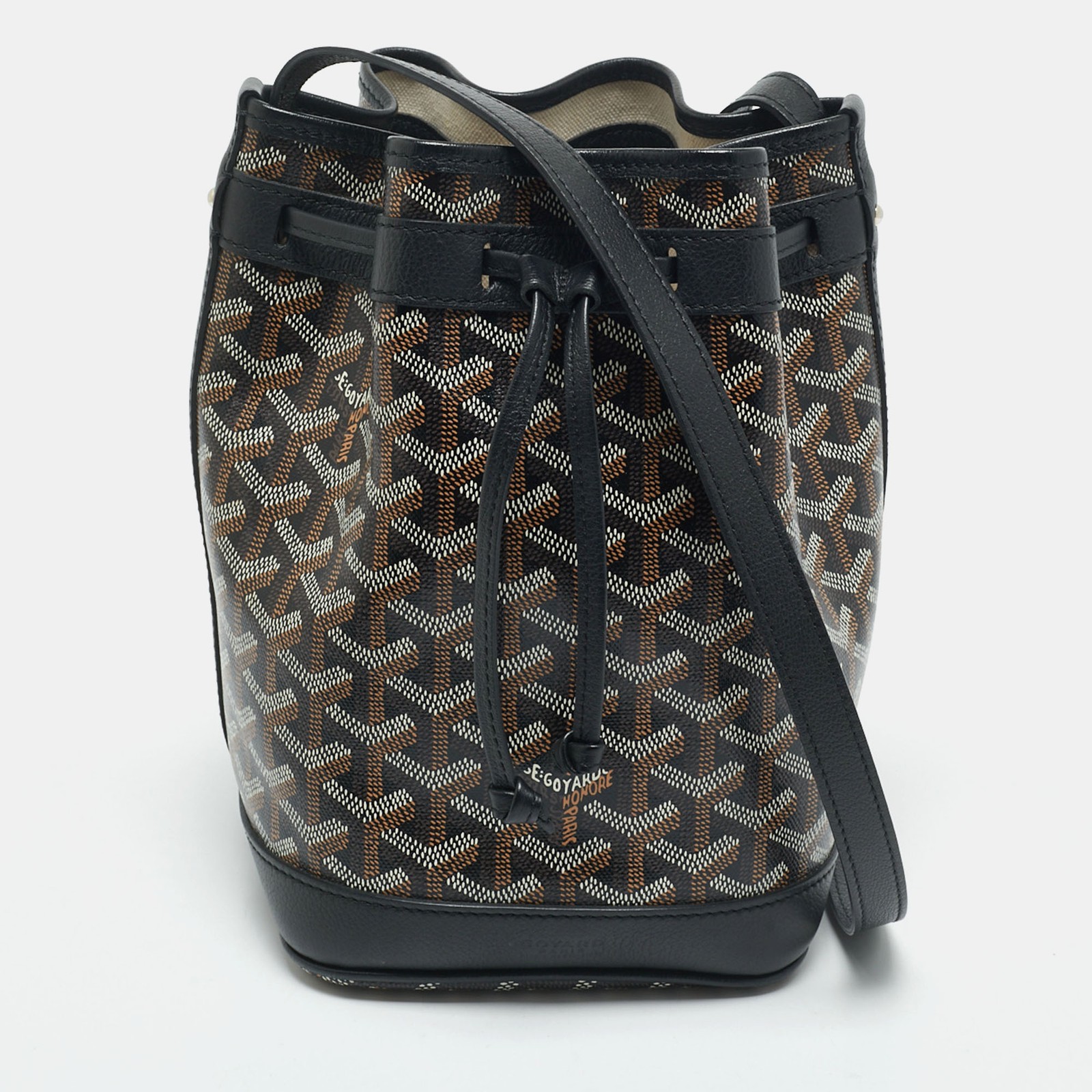 Goyard Black Goyardine Coated Canvas Leather Flot Bucket Bag