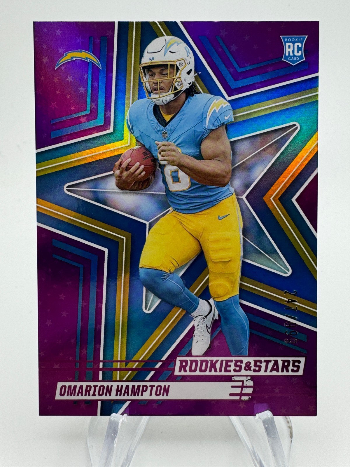 2025 Rookies & Stars OMARION HAMPTON Rookie Purple /999 #166 Chargers