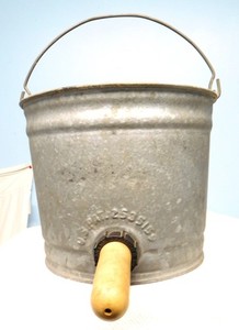 VINTAGE 1950 GALVANIZED CALF FEEDING BUCKET ~ WALKER GORDON FARM PLAINSBORO NJ.
