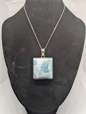 Large Dominican Larimar Pendant 925 Sterling ...