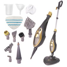 SUPERLEX 12-in-1 Steam Mop & Handheld Cleaner 1500W Floor Steamer Gold Black 