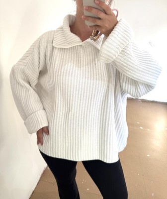 Vintage Joseph Tricot Creme Baumwolle Grobstrick Oversize Pullover M Herbst Winter