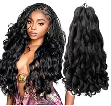 22 Inch French Curl Braiding Hair 8 Packs Natural Black