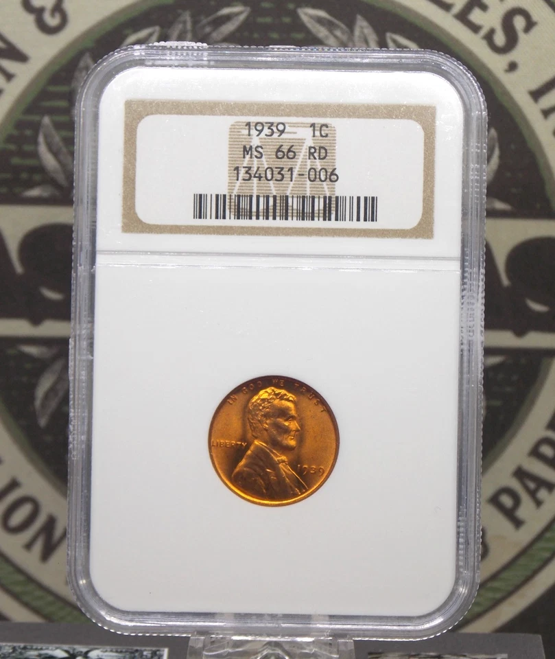 1939 "P" Lincoln WHEAT Cent Penny 1c NGC MS66 RD #006 **RED** BU Unc ECC&C, Inc. - Image 3 of 4